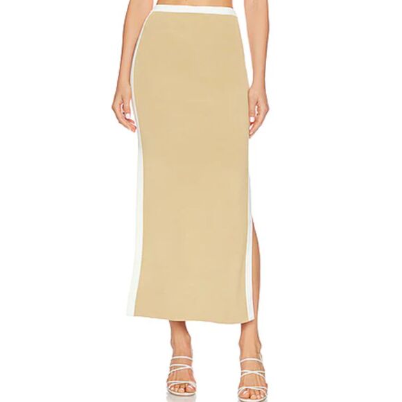 Significant Other Taylor Skirt Significant Other Fawn Beige High Waist Midi - Picture 1 of 6